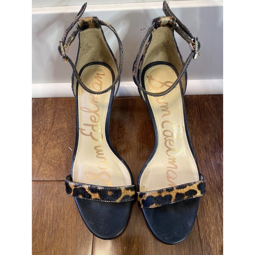 Sam Edelman Yaro Womens Leopard Animal Print Ankle Strap Heels Shoes 6M